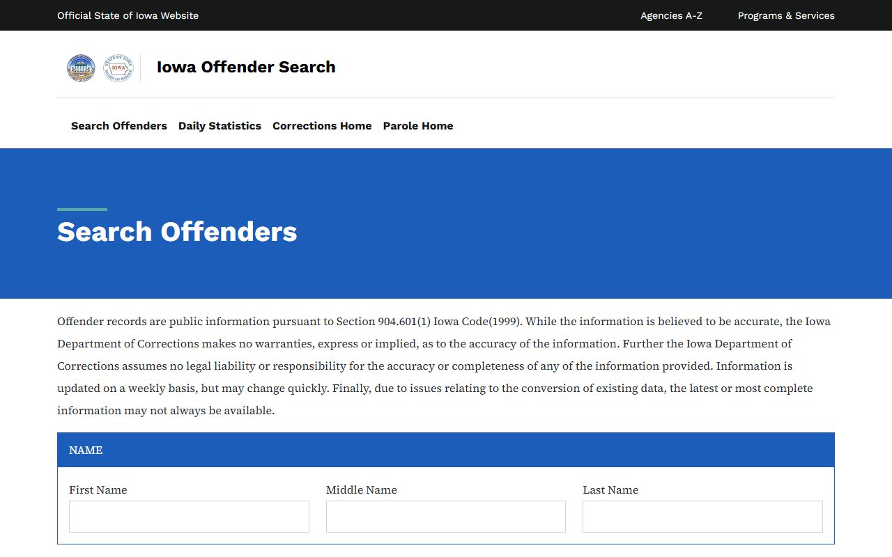 Iowa DOC Offender Search for Decatur County inmate population lookup